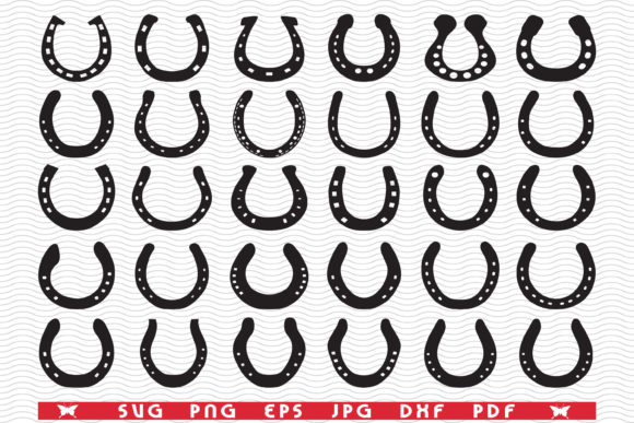 Horseshoes, Isolated Black Silhouettes Graphic Icons By DesignStudioRM