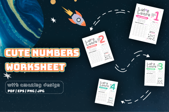 Numbers Worksheets for Kids Graphic Teaching Materials By Kim Hamza