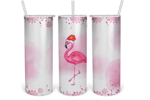 Christmas Flamingo, Christmas Tumbler Grafika Rękodzieła Przez GlushkovaDesign