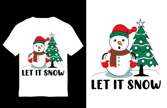 Let It Snow, Christmas T-Shirt Design Graphic Print Templates By Mohsin Uddin