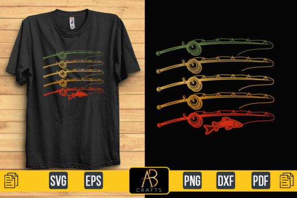 Retro Fishing Rod Sublimation Graphic Print Templates By Abcrafts