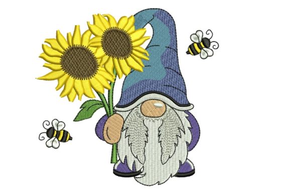 Bee Kind Gnome Floral & Garden Embroidery Design By NextEmbroidery