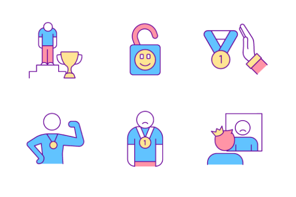 Impostor Syndrome Color Icons Set Graphic Icons By bsd studio