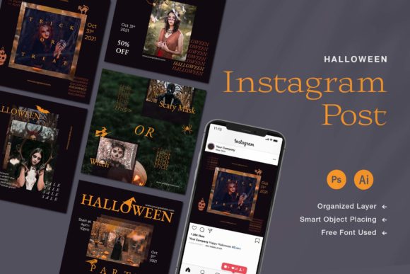 Halloween Instagram Post Graphic Graphic Templates By Blancalab Studio