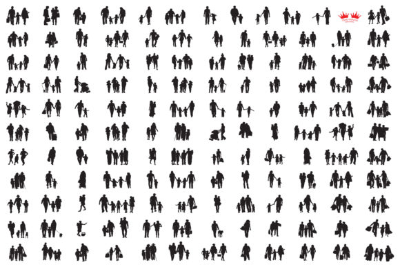Families, Black Silhouettes, Digital Graphic Icons By Monkey Business