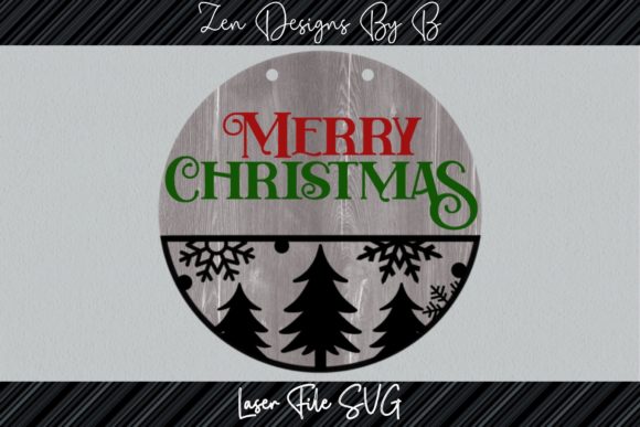 Merry Christmas Door Round Laser File Graphic Illustrations By ZenDesignsByB