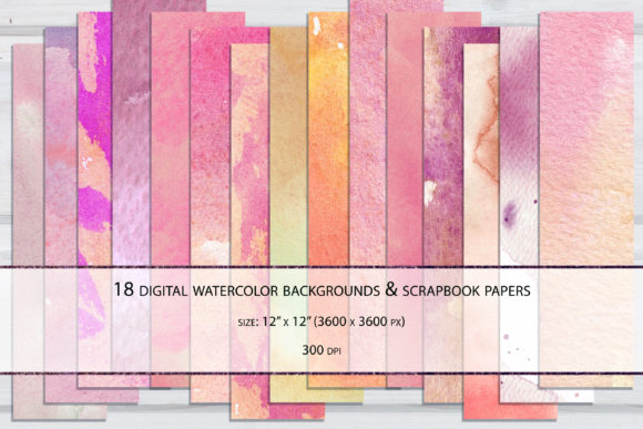 Pink and Peach Watercolor Papers Set Graphic Textures By Black Aneri
