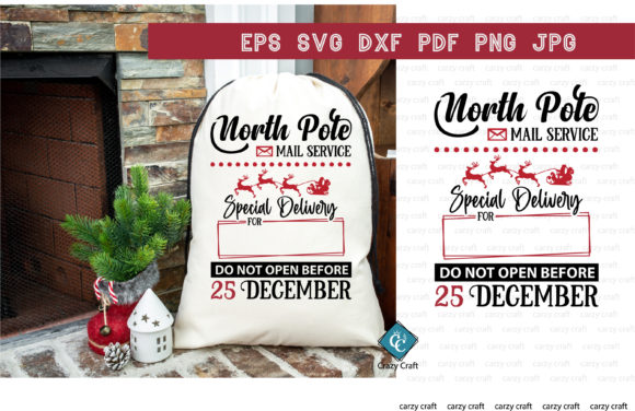 Santa Sack, Bag SVG Bundle. North Pole Graphic Crafts By Crazy Craft