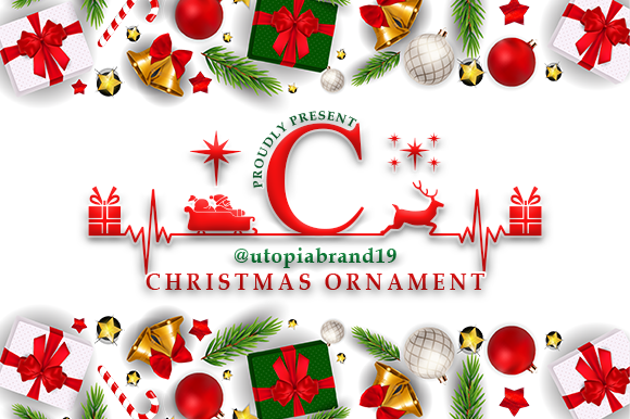 Monogram Christmas Ornament Fontes Decorative Fonte Por utopiabrand19