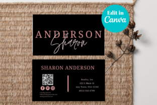 Rose Gold QR Business Card, CANVA, BUS33 Graphic Print Templates By Dragonfly Printables 1