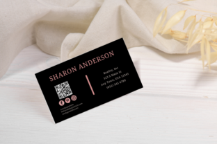 Rose Gold QR Business Card, CANVA, BUS33 Graphic Print Templates By Dragonfly Printables 3