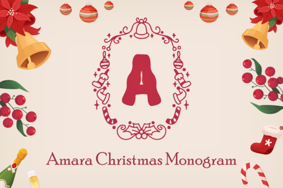 Amara Christmas Monogram Decorative Font By attypestudio