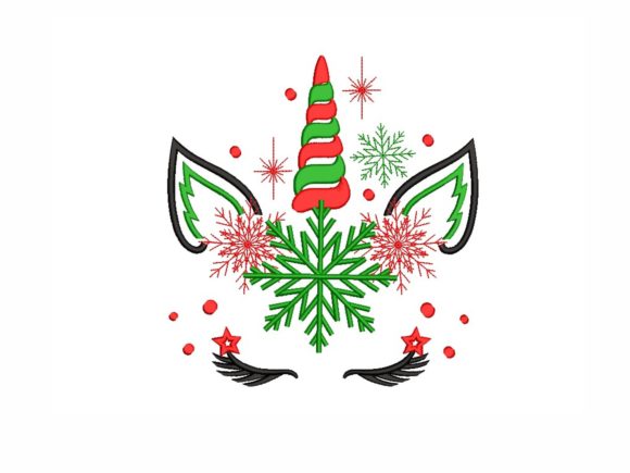 Christmas Unicorn Kerst Borduurwerkdesigns Door NinoEmbroidery