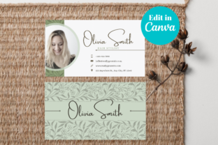 Green Floral Business Card CANVA, BUS29 Grafica Modelli di Stampa Di Dragonfly Printables 1