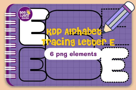 KDP Interior Alphabet Tracing Letter E Afbeelding Afdrukbare Illustraties Door beeandjamstudio