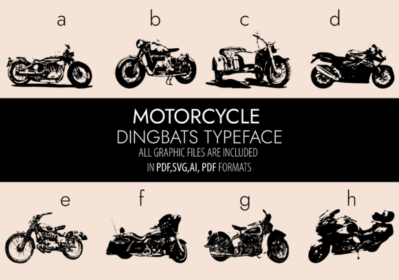 Motorcycles Dingbats Font By Minimalistartstudio