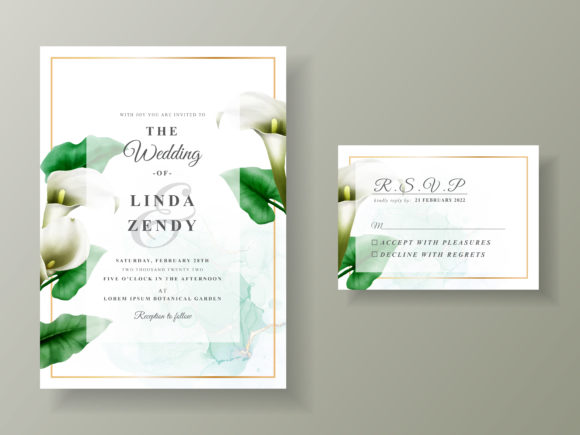 Cala of Lily Wedding Invitation Template Graphic Print Templates By Agnetart