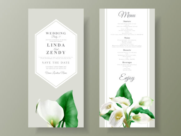 Cala of Lily Wedding Invitation Template Graphic Print Templates By Agnetart