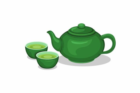 Tea on Teapot and Cup Traditional Drink Grafika Ilustracje do Druku Przez aryo.hadi