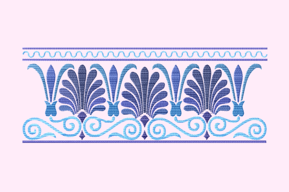 Blue Arabesque Border Borders Embroidery Design By setiyadissi