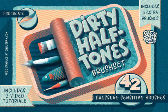 Dirty Halftones Brush Set Graphic Brushes By Shoutbam