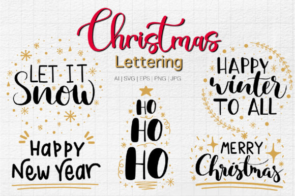 Christmas Lettering Clipart Graphic Illustrations By MinMin