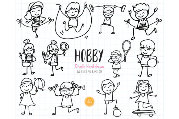Hand Drawn Hobby Stick Figure SVG Graphic Illustrations By AN8DesignHappiness