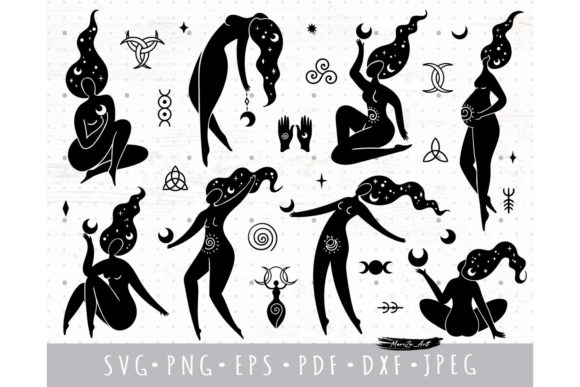 Wiccan Moon Goddess Svg PNG Bundle Graphic Illustrations By MySpaceGarden