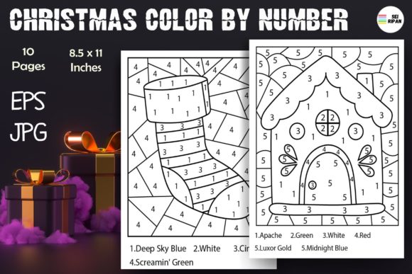 Christmas Color by Number Page for Kids Graphic Coloring Pages & Books Kids By Sei Ripan