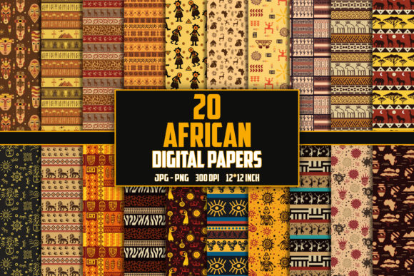 African Digital Paper Jpg and Png Graphic Patterns By Pixeo