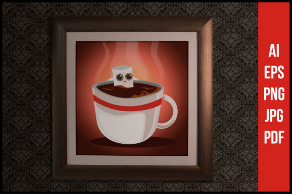 Cute Marshmallow Chilling in a Cup Graphic Illustrations By cuteshop