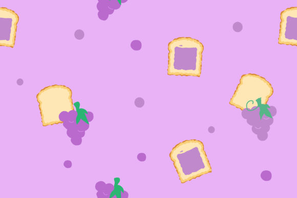 Cute Grape with Bread Graphic Patterns By Piscine26