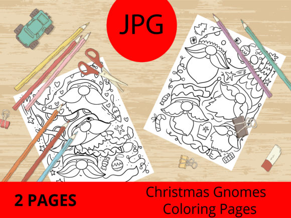 Christmas Gnomes Color Pages. Graphic KDP Interiors By Solart