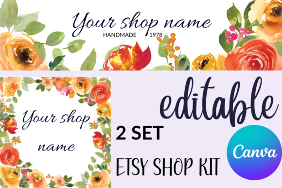 2 Set Etsy Banner Template Graphic Print Templates By Tropical art hub