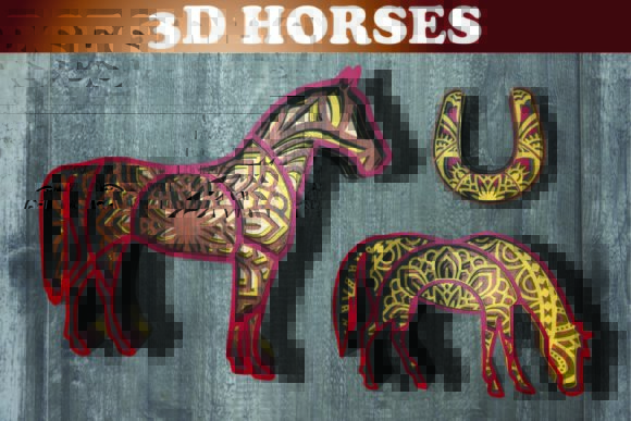 Horses +horseshoe Grafik 3D Schattenbox Von MandalaBySol