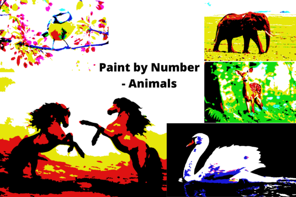 Paint by Number - Animals Afbeelding Afdrukbare Illustraties Door Mina Nakamura