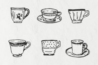 Tea Cup Vintage Illustration Vector Grafika Ilustracje do Druku Przez Raw Materials Design 1