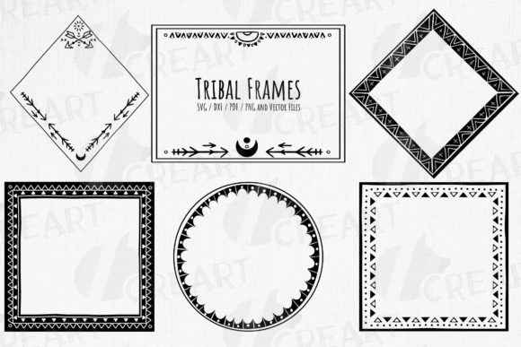 Tribal Boho Black Frames Pack Decoration Grafika Szablony do Druku Przez CreartGraphics