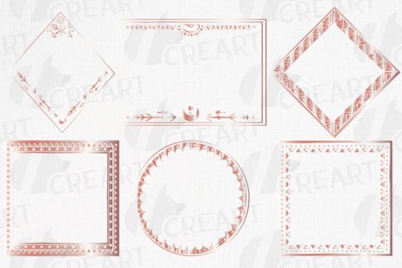Rosegold Boho Weeding Decor Frames Grafika Szablony do Druku Przez CreartGraphics