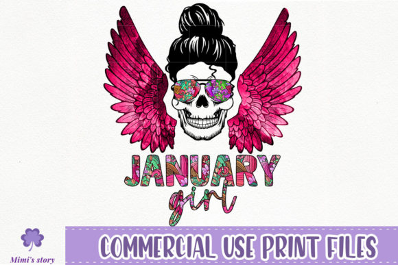Messy Bun January Girl Sublimation Graphic Crafts By Mimi's story
