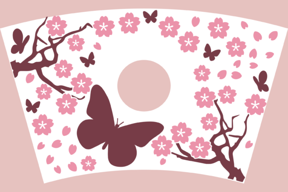 Sakura Cherry Blossoms 24oz Venti Wrap Graphic Print Templates By Rare