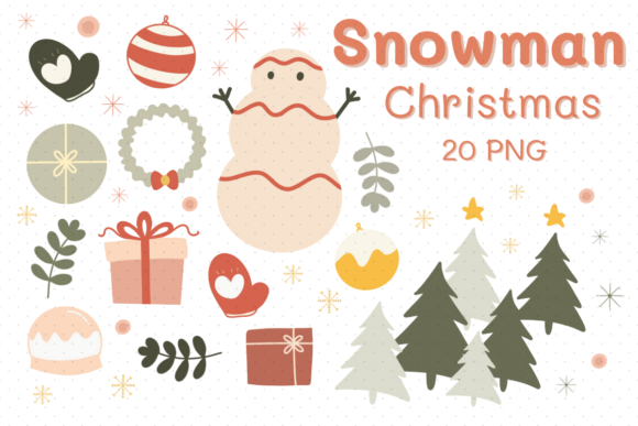 Christmas Snowman Clipart, Christmas Png Gráfico Ilustraciones Imprimibles Por Khim08Studio