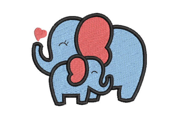 Elephant with Baby Wild Animals Embroidery Design By Embroiderypacks