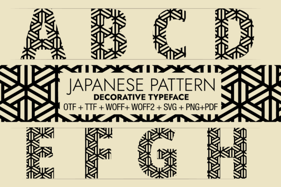 Japanese Pattern Dekorative Schriftarten Schriftart Von Minimalistartstudio