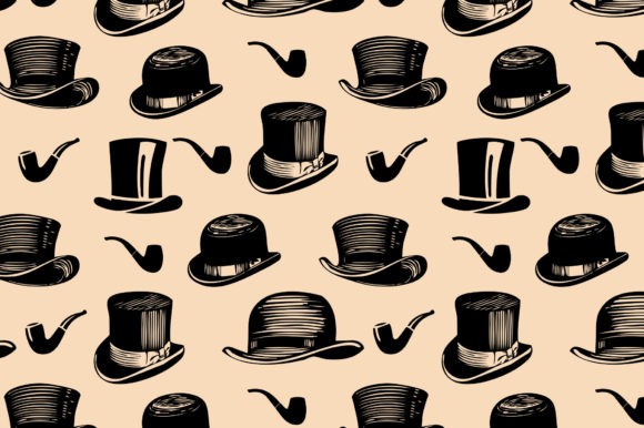 Old Men's Hats Pipes Seamless Pattern Gráfico Patrones de Papel Por Topstar