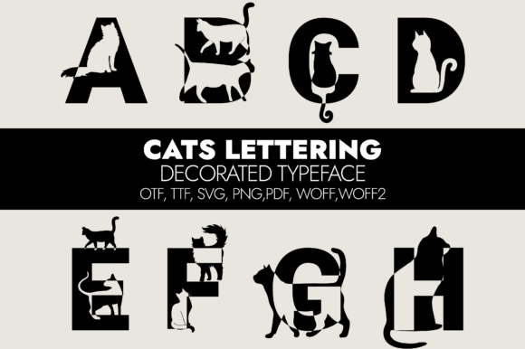 Cats Lettering Decorative Font By Minimalistartstudio