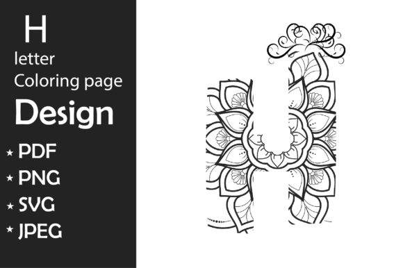 H Letter Coloring Page Design Graphic Coloring Pages & Books Adults By Shahin134053