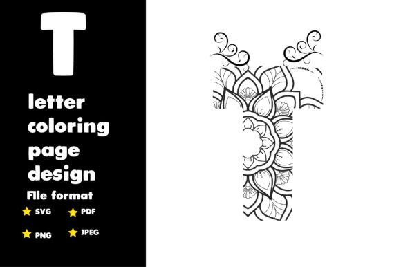T Letter Coloring Page Design Afbeelding Kleurplaten & Kleurboeken voor Volwassenen Door Shahin134053