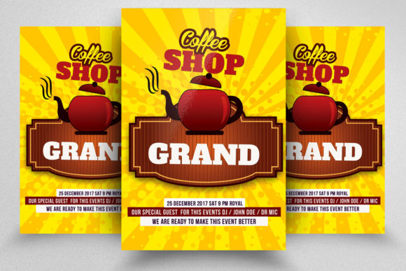 Cafe Shop Flyer/Poster Graphic Print Templates By Leza Sam