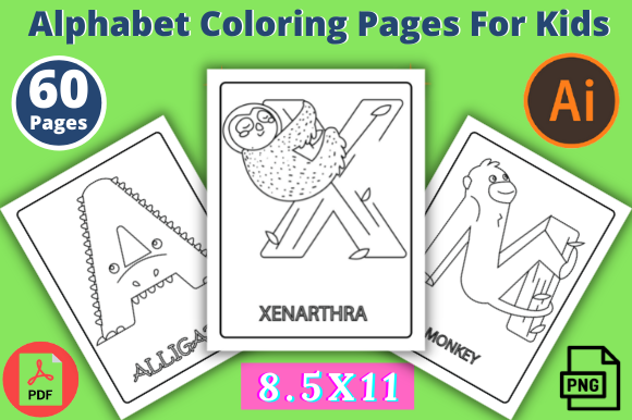 Animal Alphabet Coloring & Tracing Book Graphic Coloring Pages & Books Kids By Salam Store